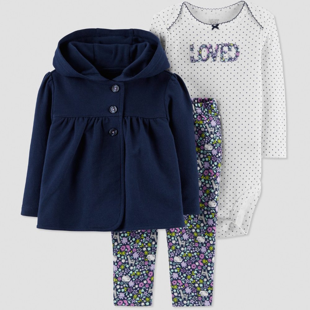 Carter’s 12 Months Baby Girl Fleece Jacket Floral Pant Set Clothes Outfit NWT